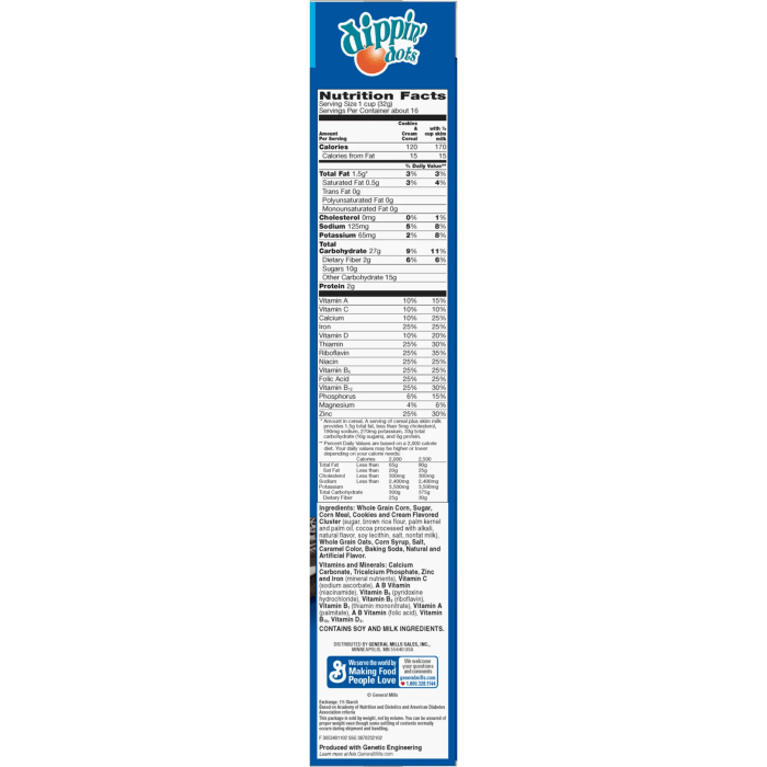 Nutrition facts dippin dots