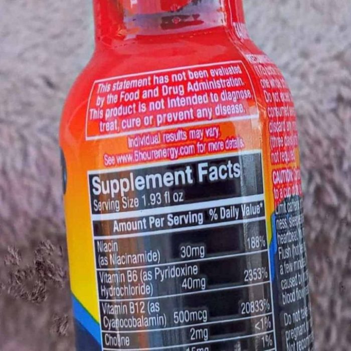 5 hour energy nutrition facts